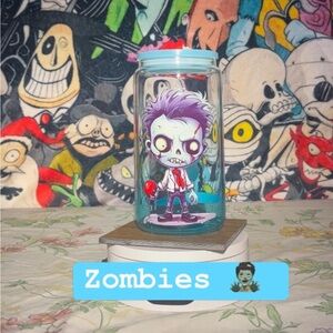 Zombie Themed Glass Jar with Lid